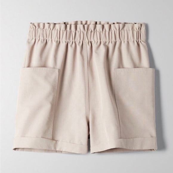 Aritzia Wilfred Jessica Shorts Relaxed Paperbag Waist Tan Concrete Beton Small - Picture 3 of 12